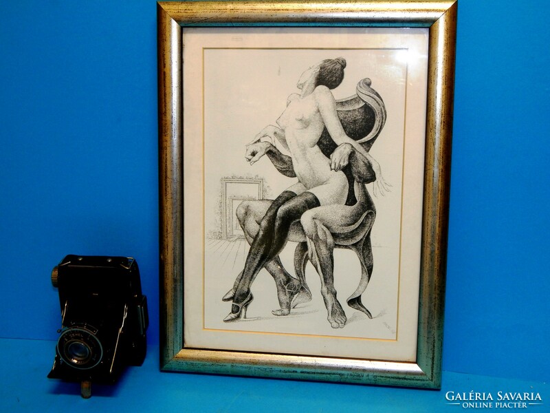 40 X 30 cm external erotic print, flawless frame with glass.