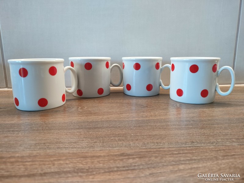 Zsolnay red polka dot mugs