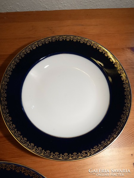 3 beautiful antique cobalt/gold deep plates 24.8 cm mz austria/altwien