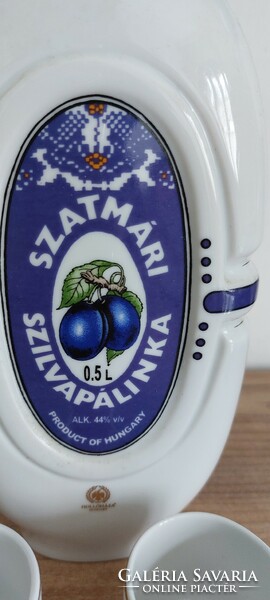 Hollóházi porcelán  Várda Szatmári szilvapálinka kulacsos készlet ( 2 db kupicával )