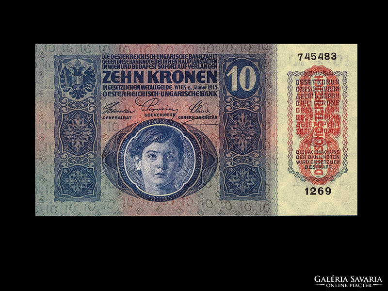 UNC - 10 KORONA - 1915 - DEUTSCHÖSTERREICH Bélyegzés (Nagyon szép!)