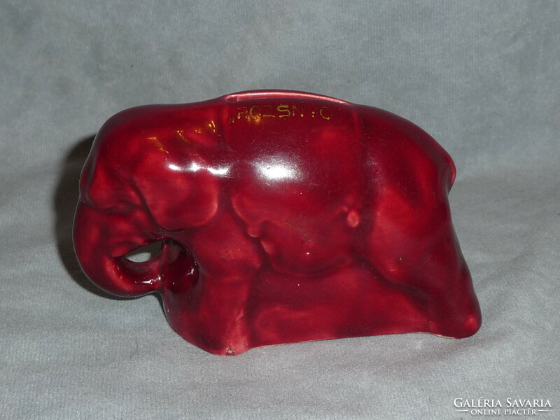 Antique porcelain figure bushing old porcelain bushing ox blood glazed elephant figure Rozsnyó souvenir 1900