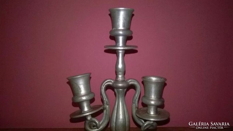 3-branched table pewter candle holder