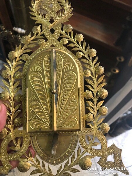 Nicely decorated Gothic home altar. Its material is copper, which used to be fire-gilded