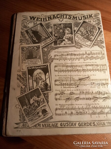 Antique music book, weihnachts-album gustav gerdes, damaged-repaired