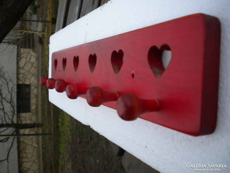 Wooden cherry red hanger for kitchen, bathroom, children's room,