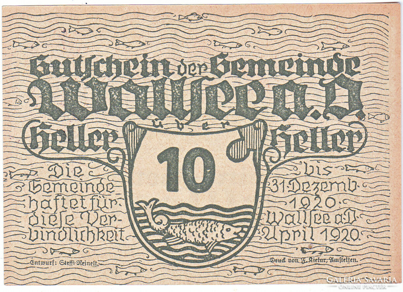 Austrian emergency money 10 heller 1920