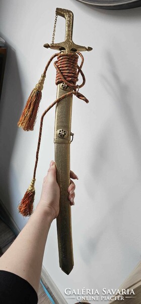 Damascus sword replica 50 cm decorated copper sheath, steel blade