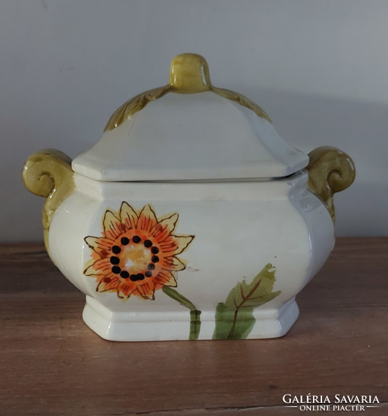 Ceramic sunflower bonbonier, storage box, bowl, jewelry box,