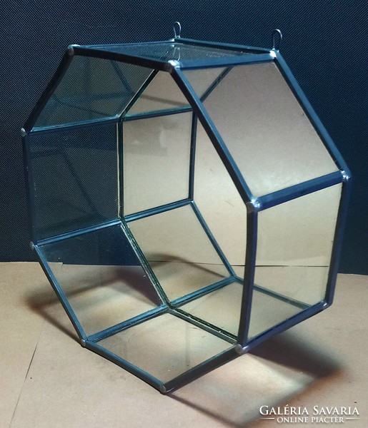 Modernist mirrored octagon glass tiffany wall shelf negotiable art deco dedign