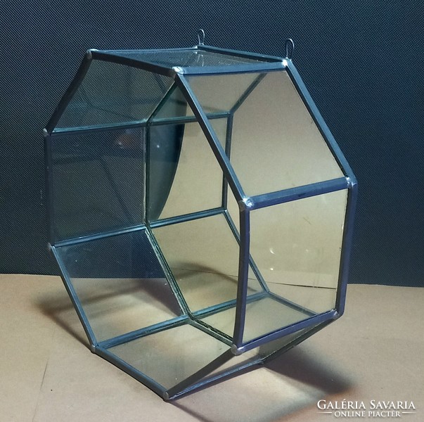 Modernist mirrored octagon glass tiffany wall shelf negotiable art deco dedign
