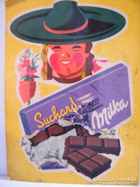 Vintage Milka Suchard reklám plakát kemény papíron (1950-es évek)