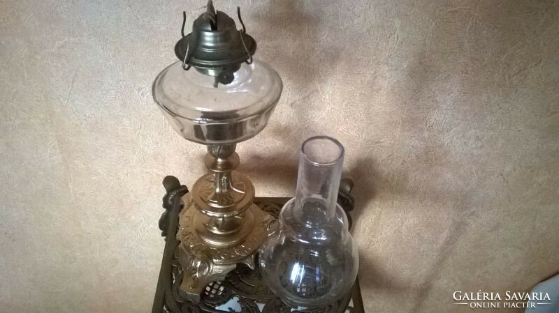 Larger table kerosene lamp with cast iron base
