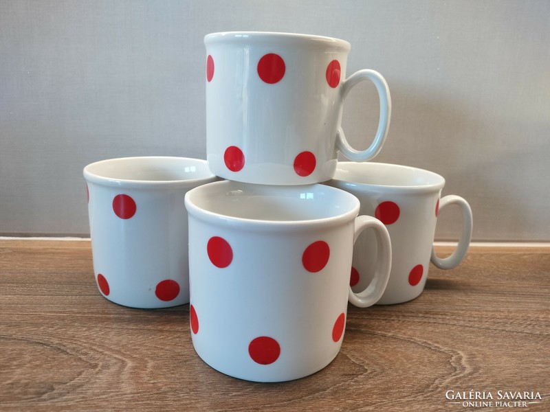 Zsolnay red polka dot mugs