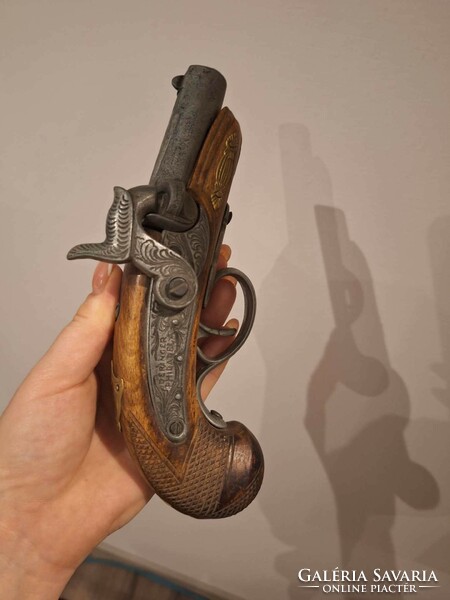 Kávás front-loading pistol replica Spanish ornamental weapon made of wood, with metal butts