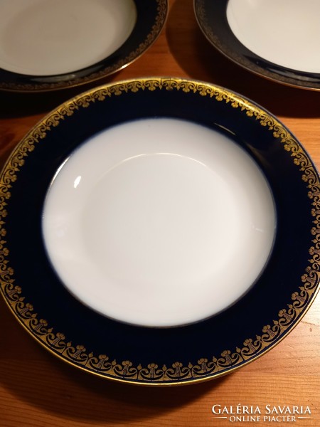 3 beautiful antique cobalt/gold deep plates 24.8 cm mz austria/altwien