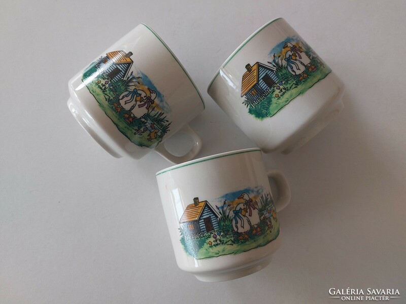 Hillary & bros fairy tale ceramic mug tea cup goose duck pattern 3 pcs