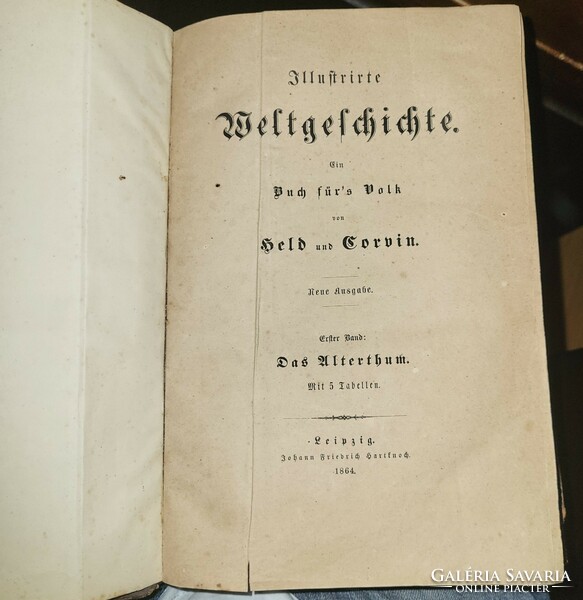 Antique book, world history, illustrated, johann briedrich hartkne. 1864. Leipzig