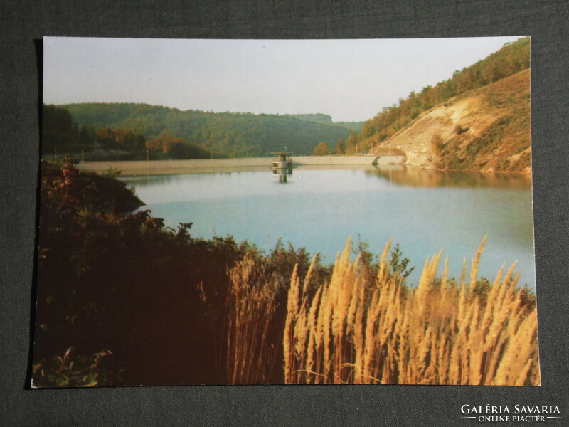 Postcard, Parádsasvár, mill stream, reservoir, dam, 1980-