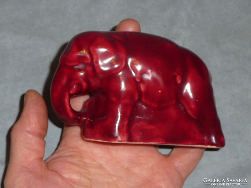 Antique porcelain figure bushing old porcelain bushing ox blood glazed elephant figure Rozsnyó souvenir 1900