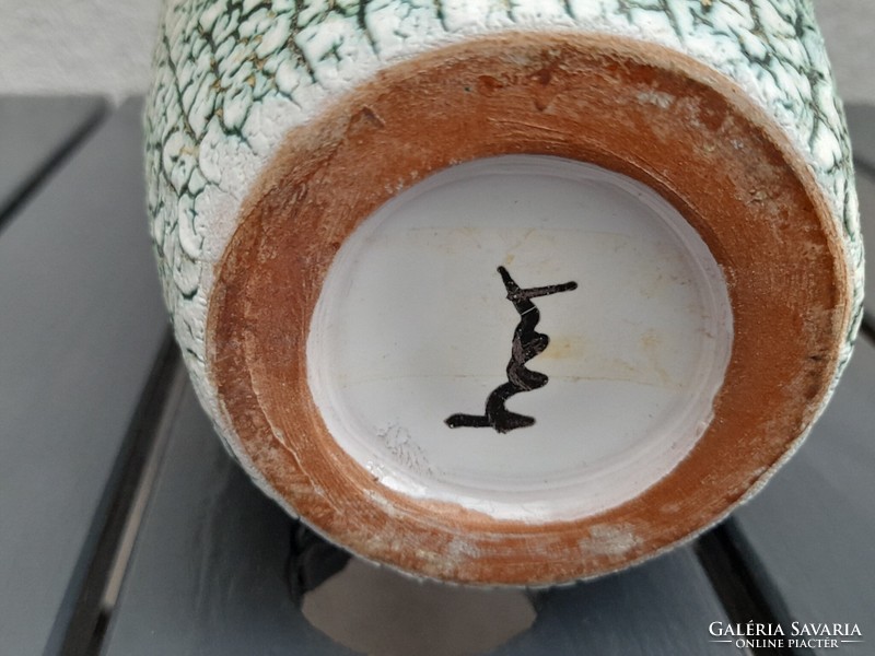 Beautiful cracked ceramic vase by Károly Bán