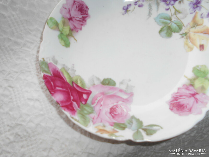 Old Austrian porcelain wall plate - beautiful flower (violet, rose) pattern