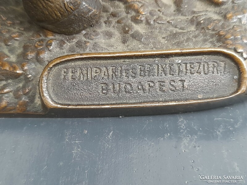 1,-Ft Ritka Fémipari és Brikettező Rt. Budapest Bronz Vaddisznó szobor extrém aprólékos kidolgozás