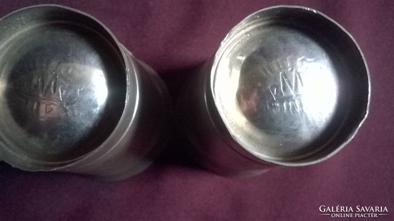 Marked pewter, glass pair 48.