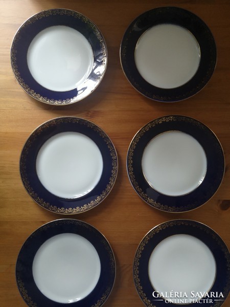 6 beautiful antique cobalt/gold delicacy plates 19.7 cm mz austria/altwien