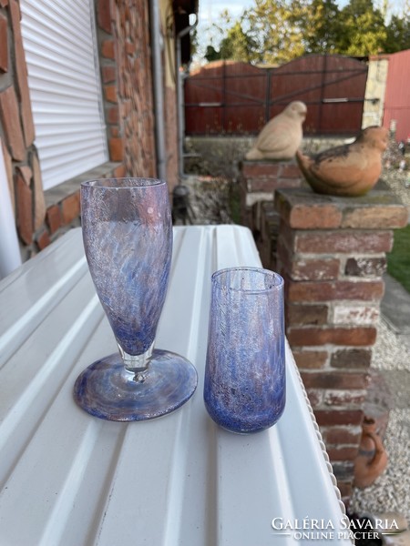 Ritka talpas és röviditalos repesztett Fátyolüveg fátyol karcagi berekfürdői üveg pohár Gyűjtői