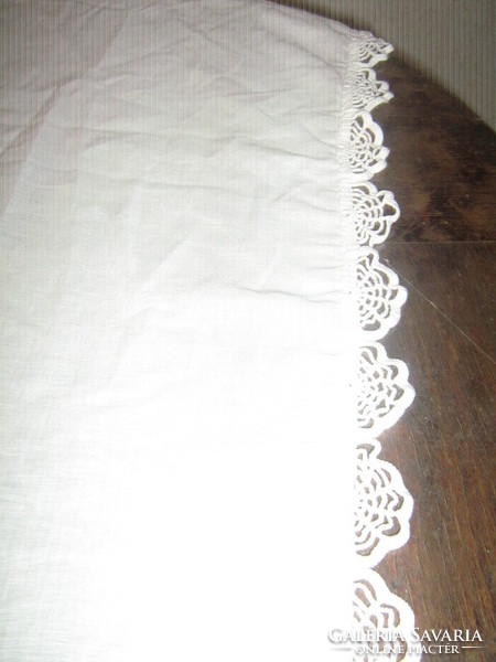 Beautiful hand crocheted lace narrow long curtains in a pair