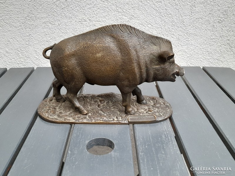 HUF 1 rare metal industry and briquetting company. Budapest bronze wild boar statue extremely detailed