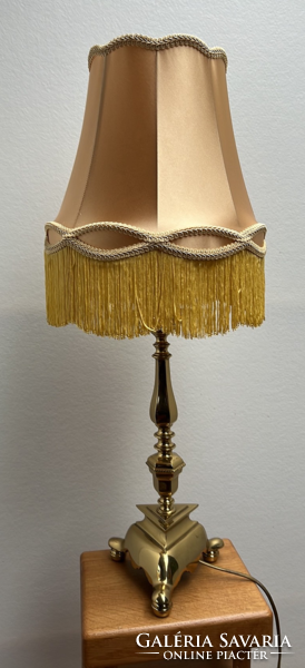 Antique copper table lamp restored with new lampshade