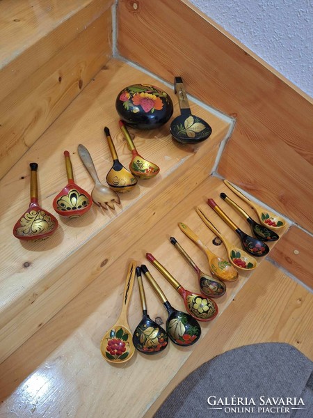 Russian-made wooden spoons for sale, etc