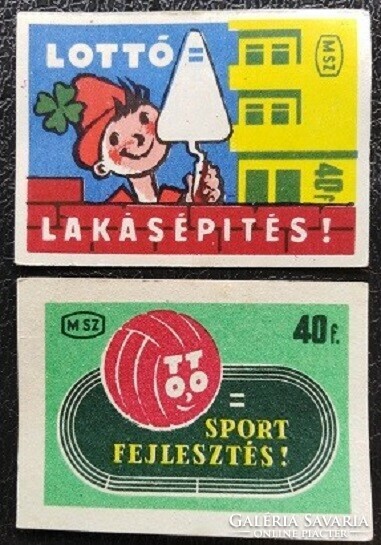 Gy215 / 1962 Lottó - totó gyufacímke 2 db-s teljes sor