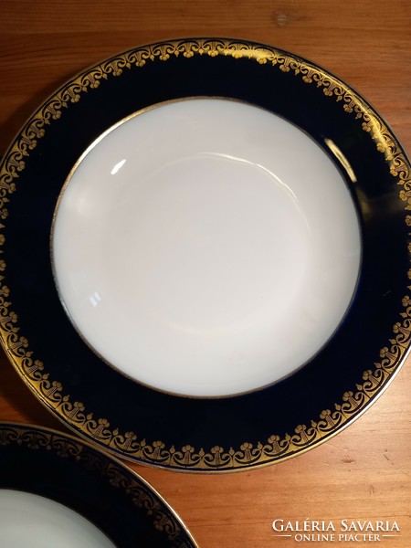 3 beautiful antique cobalt/gold deep plates 24.8 cm mz austria/altwien