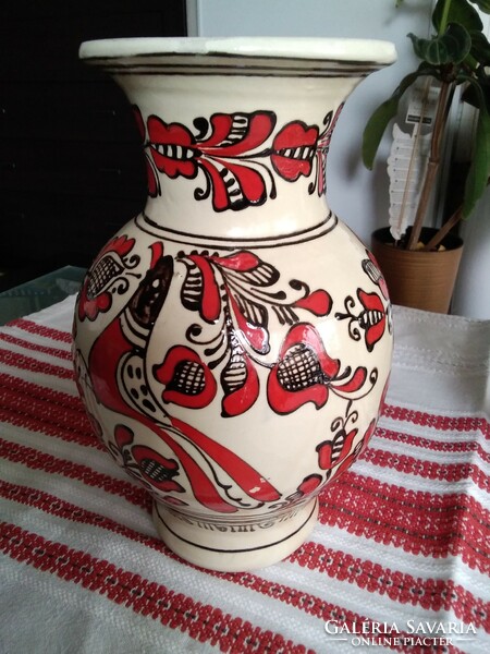 Korondi kézzel festett mázas kerámia vázák, madár és népi motívumokkal!