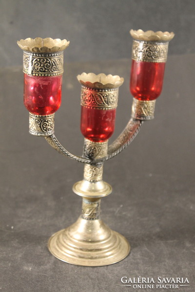 Silver-plated candle holder with glass insert 325