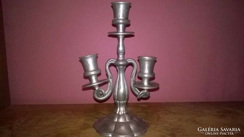 3-branched table pewter candle holder