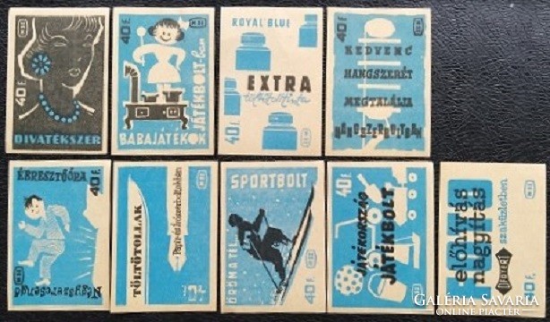 Gy168 / 1960 shops match tag full row of 9 pcs