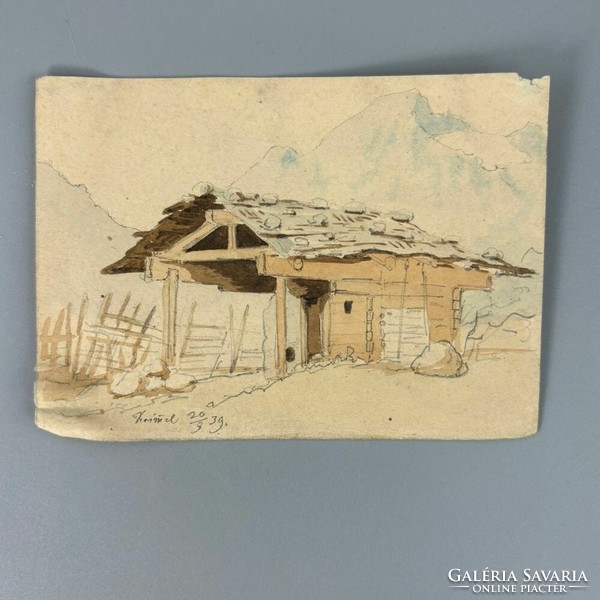 Alpesi ház - 1839 - ceruza, akvarell -