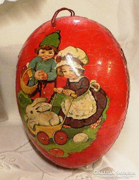 Old paper mache egg-shaped gift box