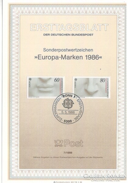 Etb 0042 bundes mi 1278-1279 etb 7-1986 EUR 0.70