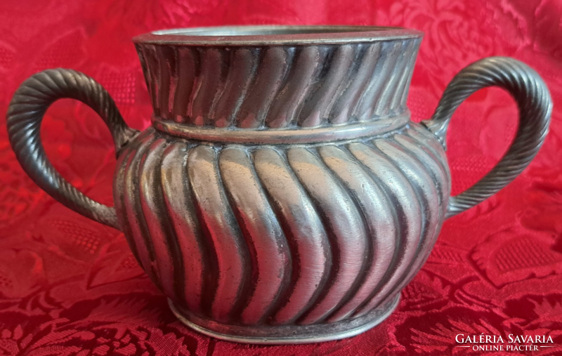Antik ezüstözött váza, kis tál (M4520)