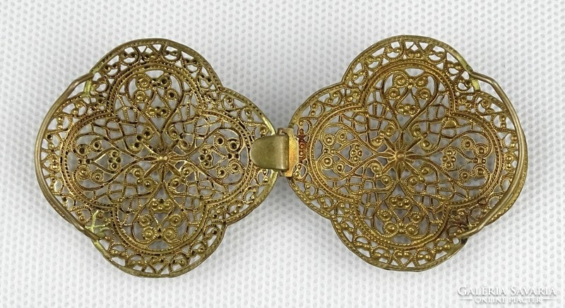 1Q702 beautiful old filigree copper buckle belt buckle 9.5 Cm