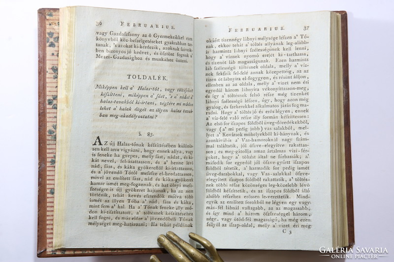 1796 - Magyar Mezei, és Házi Gazdaságnak Kalendárioma Gyönyörű dúsan aranyozott bőrkötésben !!