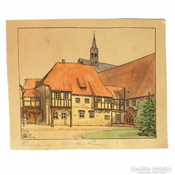 Nuremberg House - 1920s colored engraving -