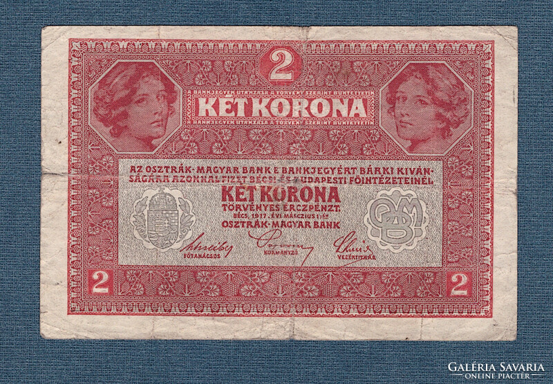 2 Korona 1917 bélyegzés nélkül