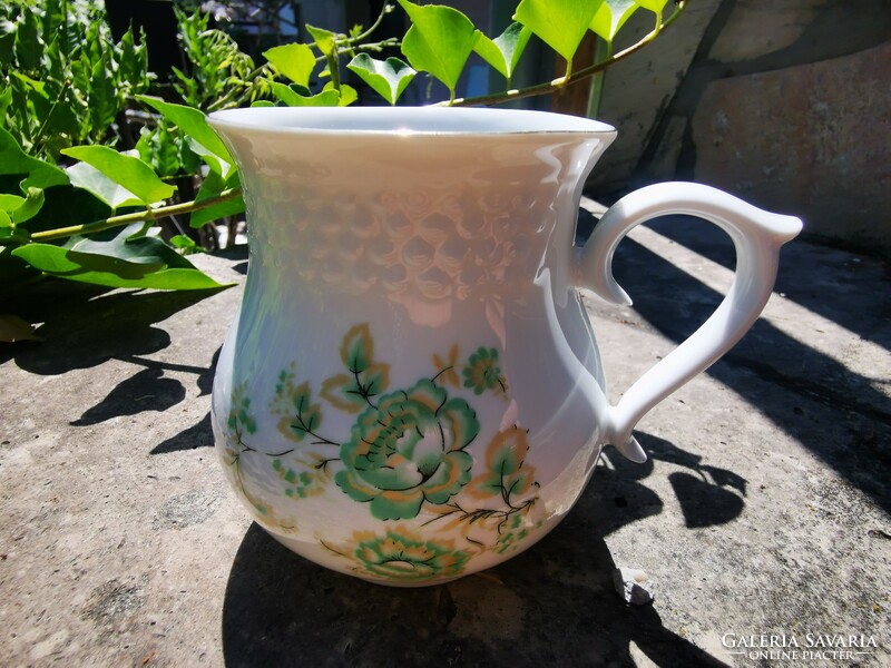 Hollóháza big potted mug with green flowers