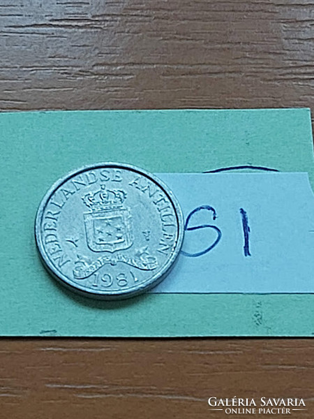 HOLLAND ANTILLÁK 1 CENT 1981 ALU.  SI